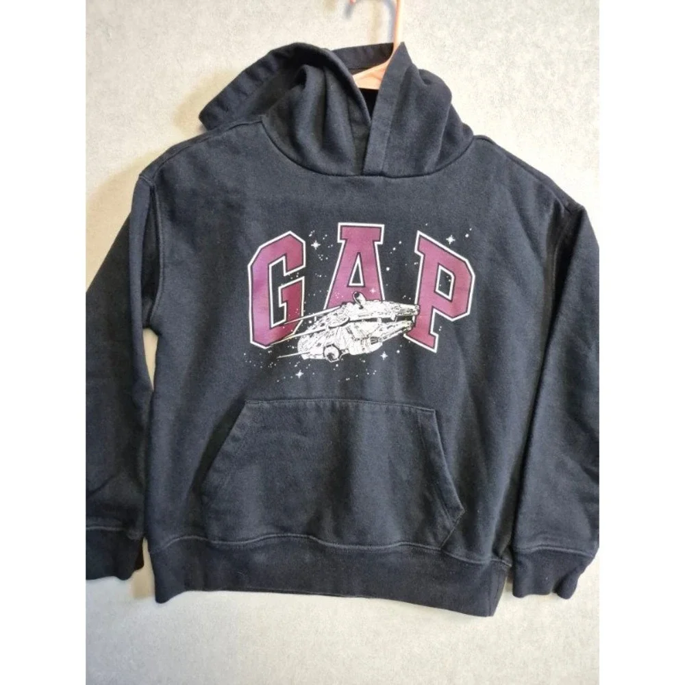 GAP Star Wars Kids Millennium Falcon Logo Hoodie Charcoal Gray Size M
